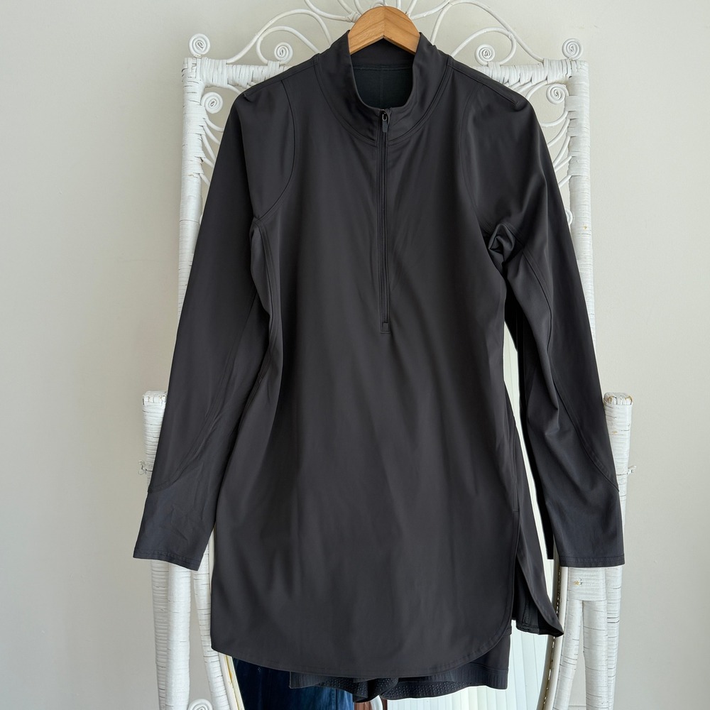 Lululemon Nulux Dress 14 Graphite Gray Long Sleeve Quarter Zip Tennis Padel